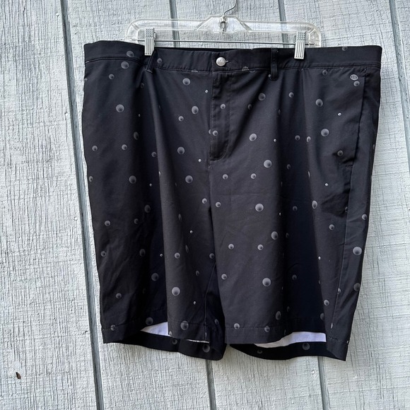 Adidas Golf Shorts 42 Black Polka Dot Athletic Performance Casual‎ Mens - Picture 1 of 13